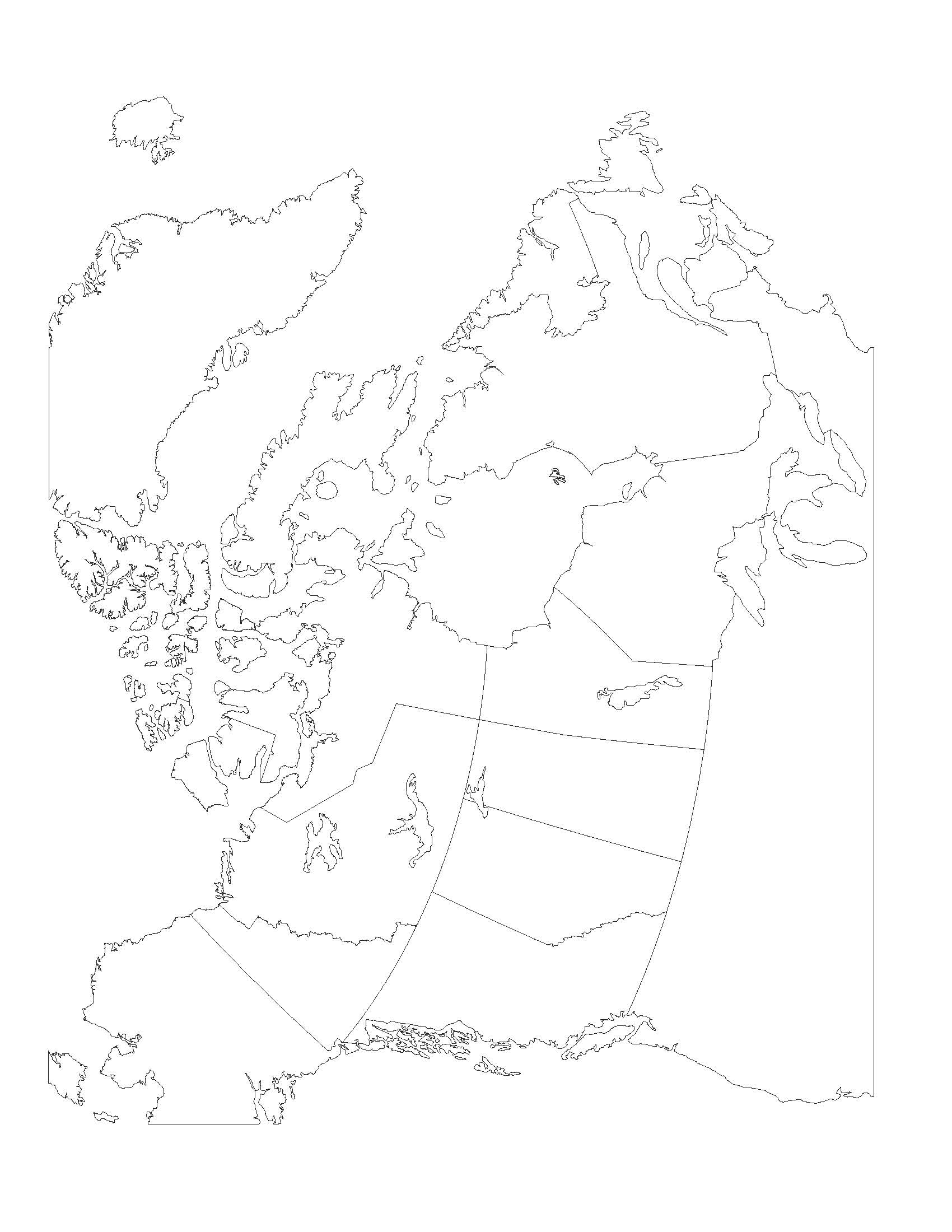 Canada carte vierge - Une carte muette du Canada (Amérique du Nord -  Amérique)